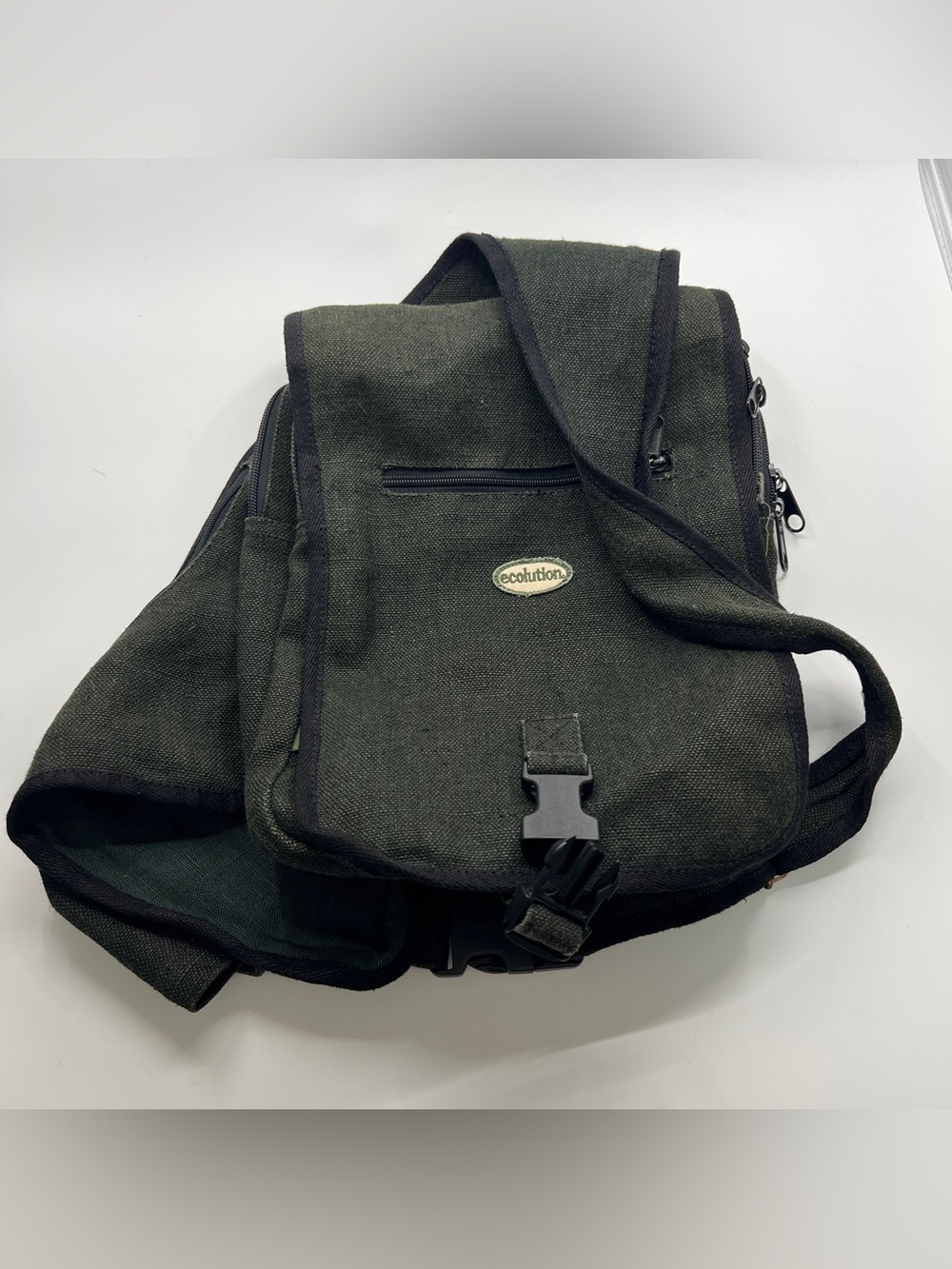 Ecolution Hemp Canvas Shoulder Bike Courier Bag Multiple Compartments purse